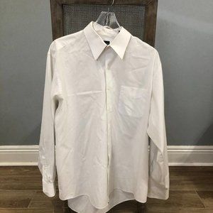 John Ashford Pinpoint Wrinkle Resistant White Dress Shirt.